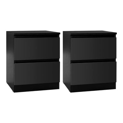Artiss 2x Bedside Table 2 Drawers - PEPE Black