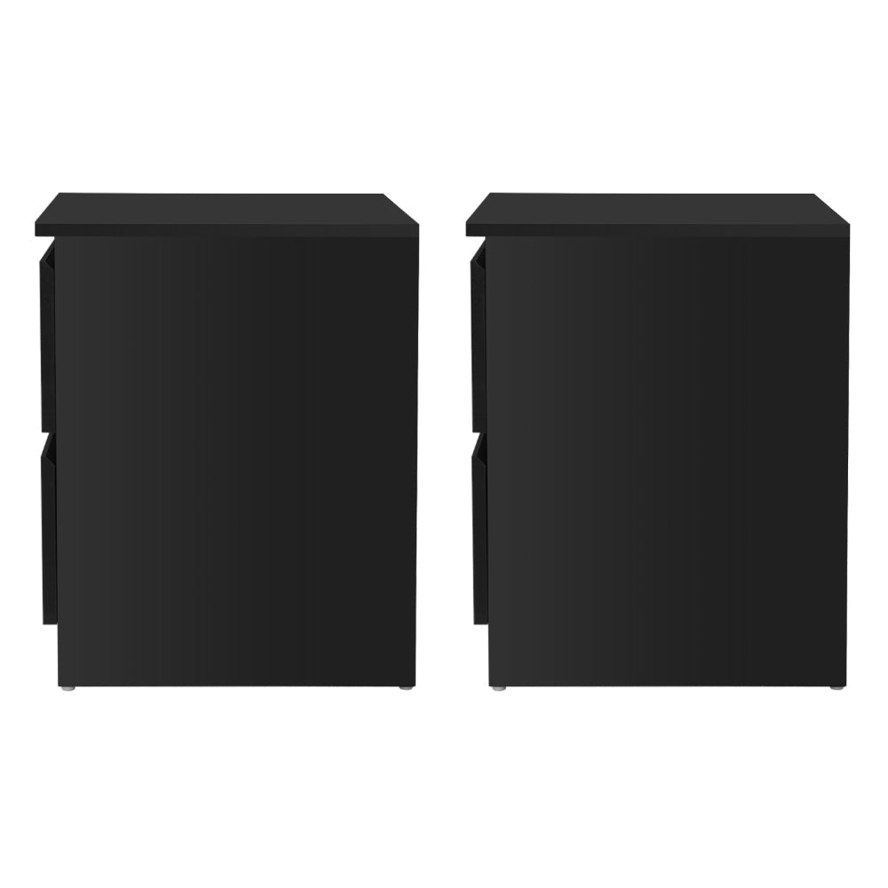 Artiss 2x Bedside Table 2 Drawers - PEPE Black Artiss