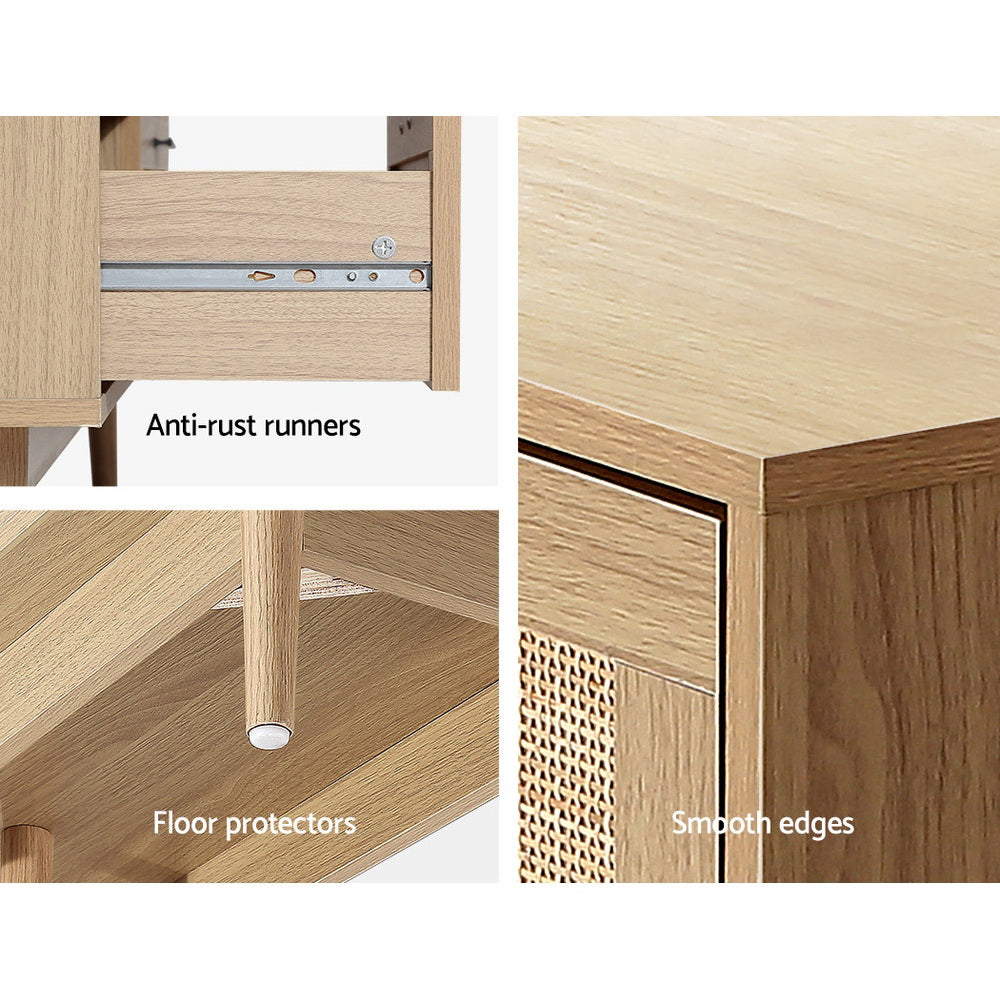 Artiss 4 Chest of Drawers Rattan Tallboy Cabinet Bedroom Clothes Storage Wood Artiss