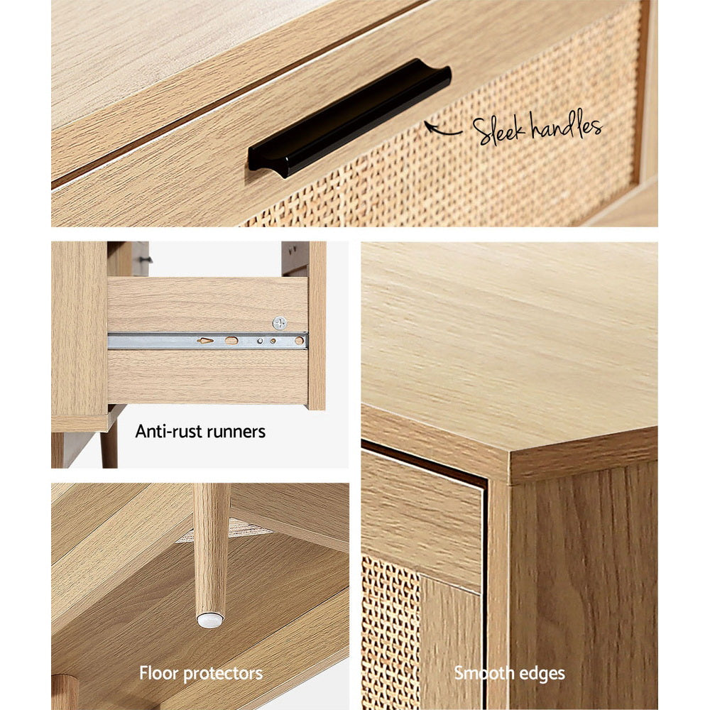 Artiss 6 Chest of Drawers Rattan Tallboy Cabinet Bedroom Clothes Storage Wood Artiss