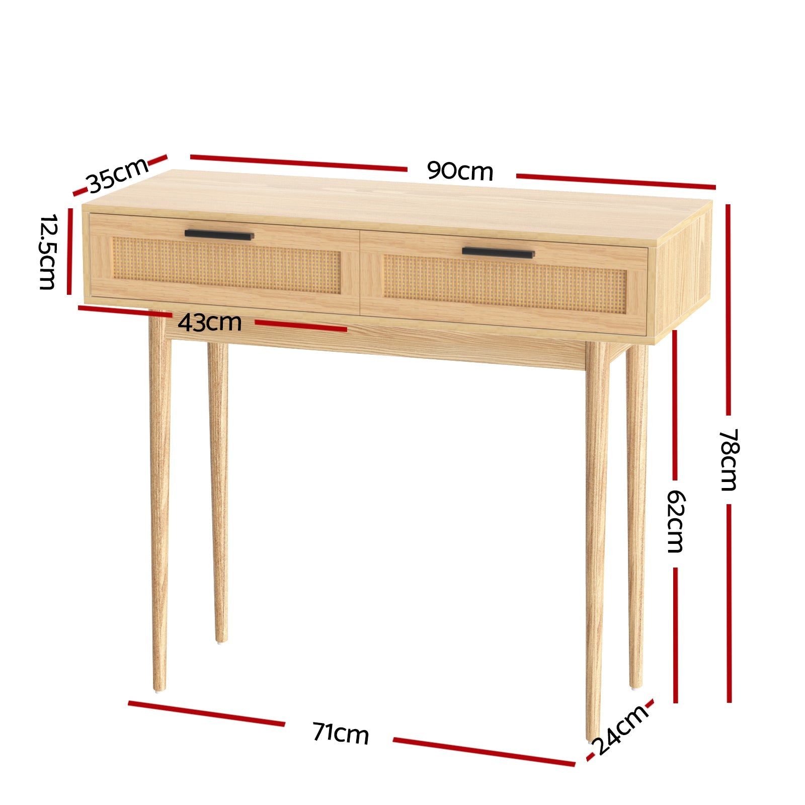 Artiss Rattan Console Table Drawer Storage Hallway Tables Drawers Artiss