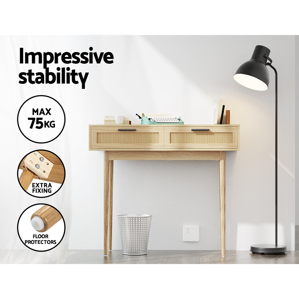 Artiss Rattan Console Table Drawer Storage Hallway Tables Drawers Artiss