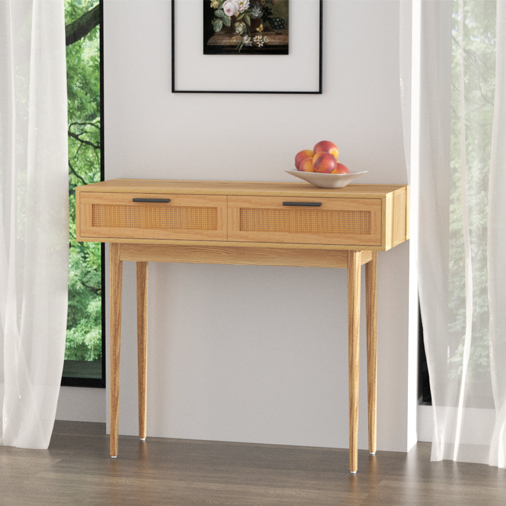 Artiss Rattan Console Table Drawer Storage Hallway Tables Drawers Artiss