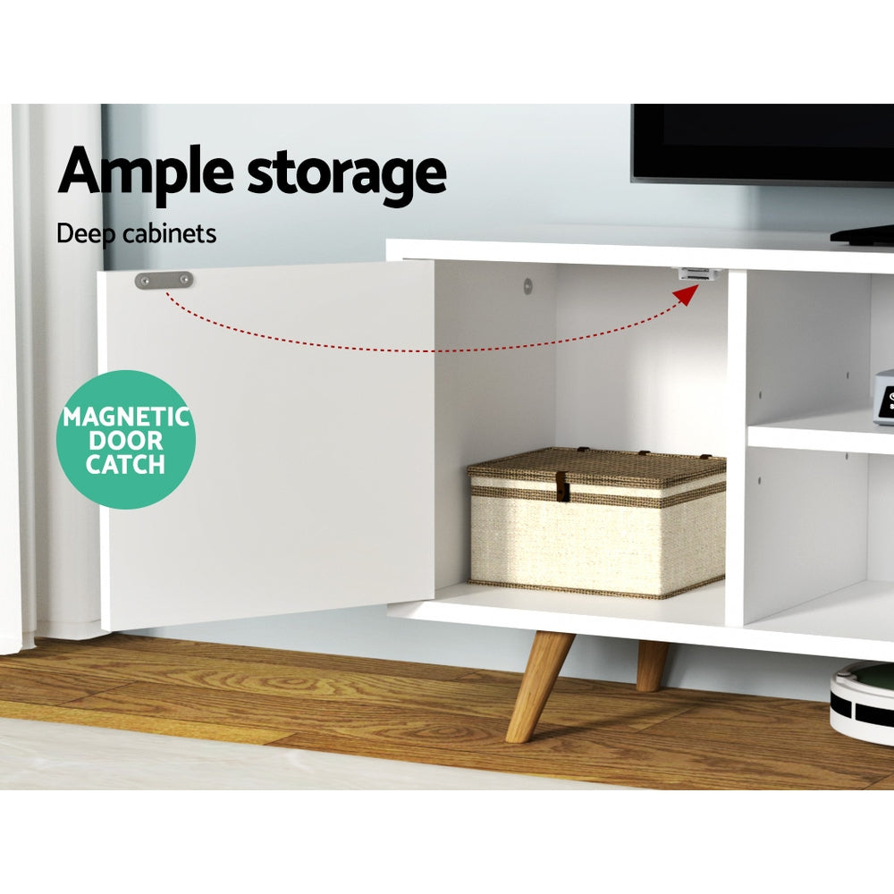 Artiss TV Cabinet Entertainment Unit Stand Wooden Scandinavian 120cm White Artiss