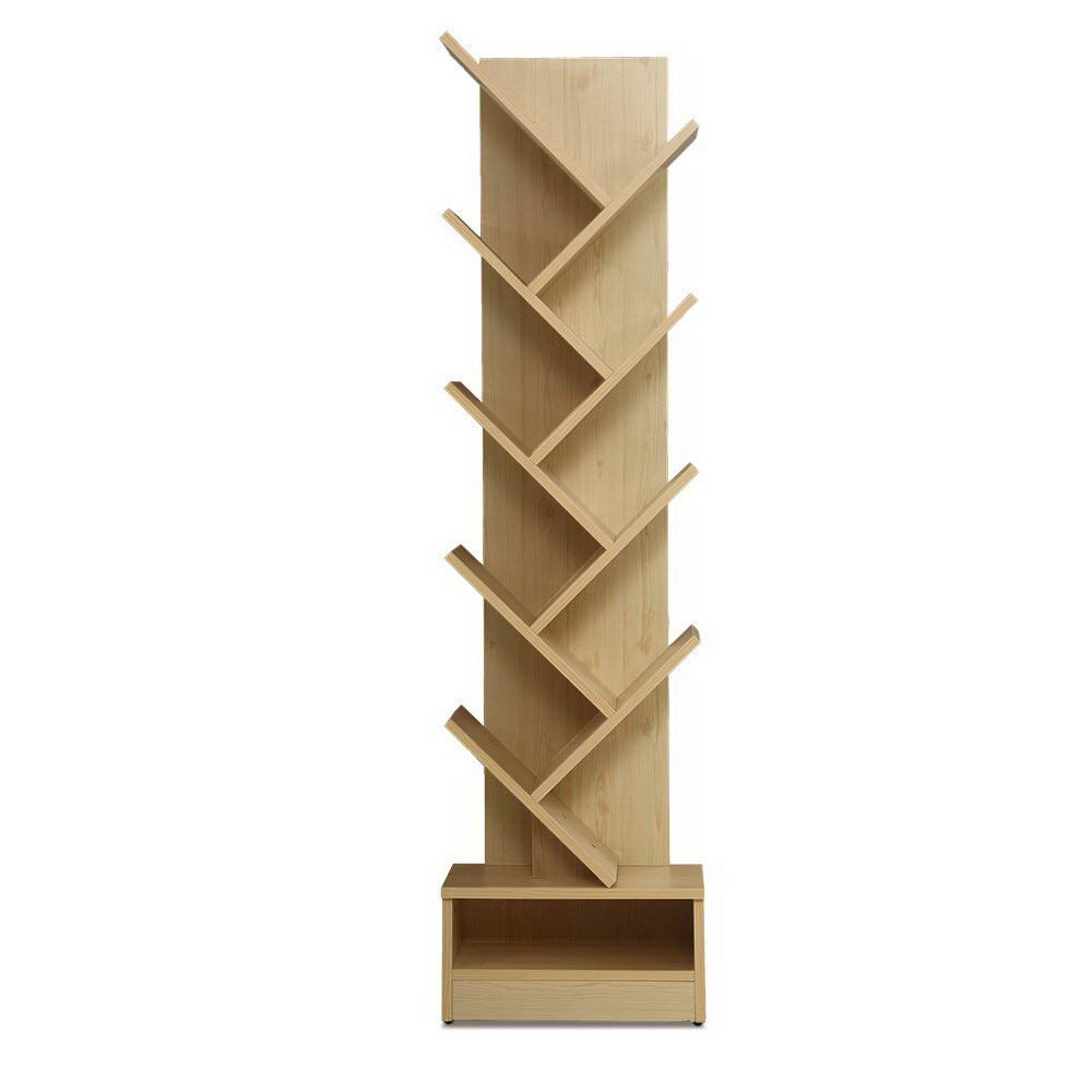 Artiss Display Shelf 9-Shelf Tree Bookshelf - Natural Wood Artiss