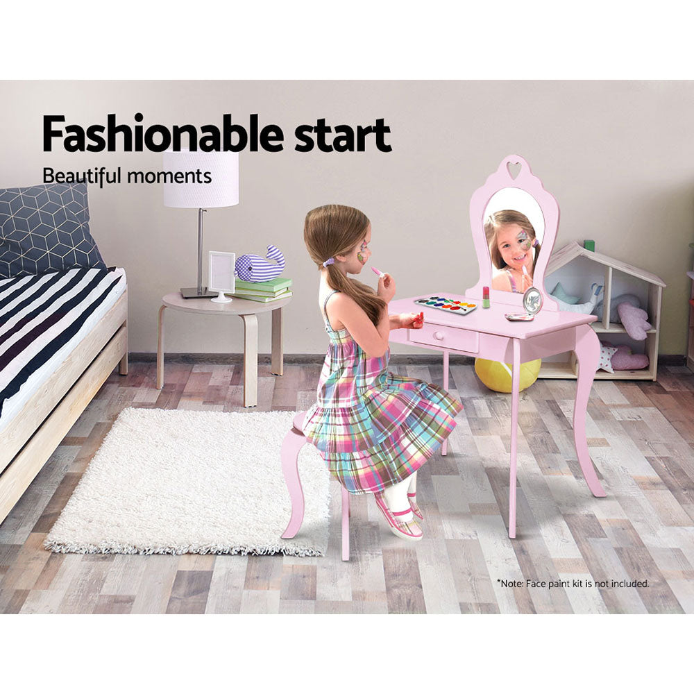 Keezi Kids Vanity Dressing Table Stool Set - Pink Keezi