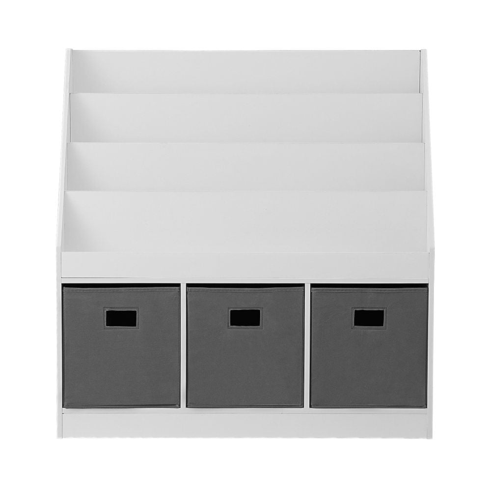 Keezi Kids Bookshelf 4 Tiers Magazine Rack Toy Box Organiser Storage Display Shelf Awezingly