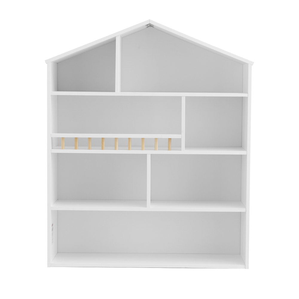 Keezi 4 Tiers Kids Bookshelf Wooden Bookcase Display Storage Organiser Cabinet White Awezingly