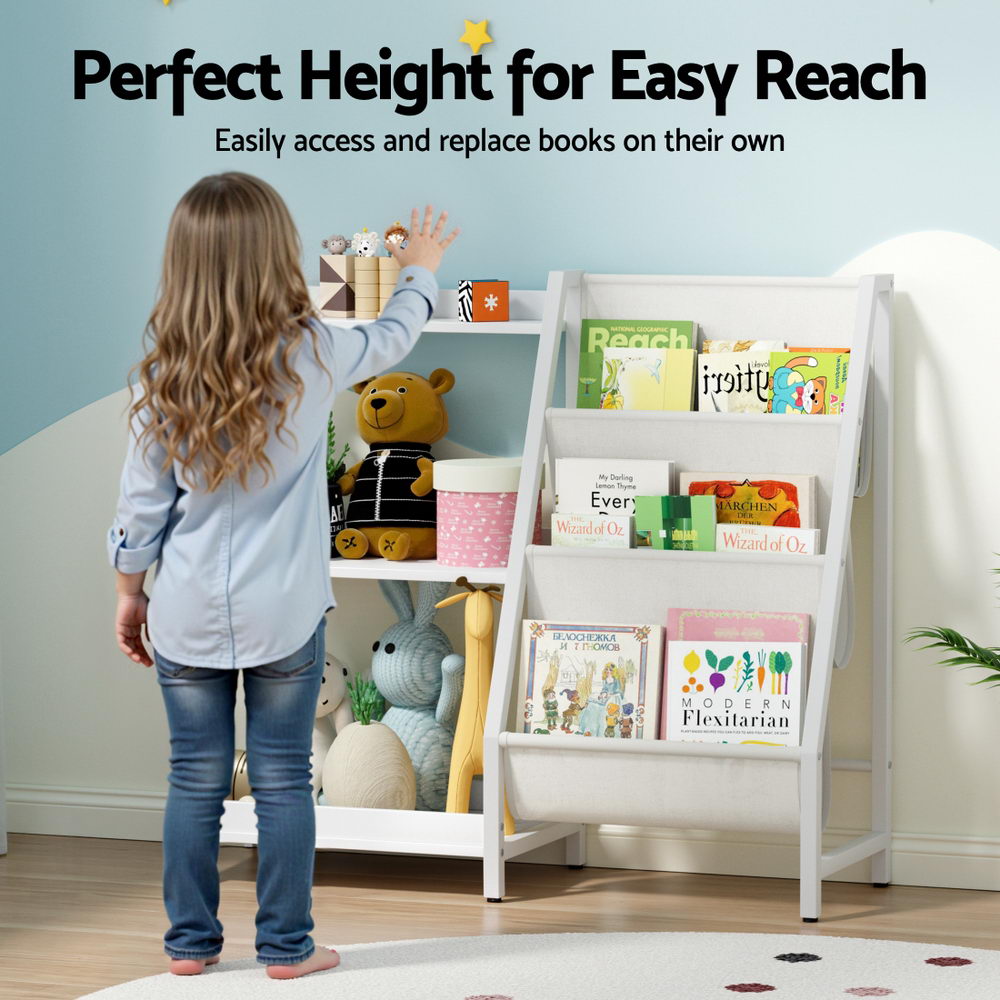 Keezi 3-Tier Kids Bookshelf Bookcase Children Toy Storage Organizer Rack Display Shelf Awezingly