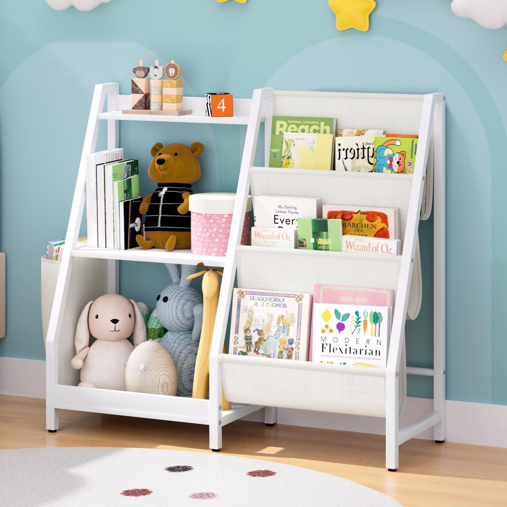 Keezi 3-Tier Kids Bookshelf Bookcase Children Toy Storage Organizer Rack Display Shelf Awezingly