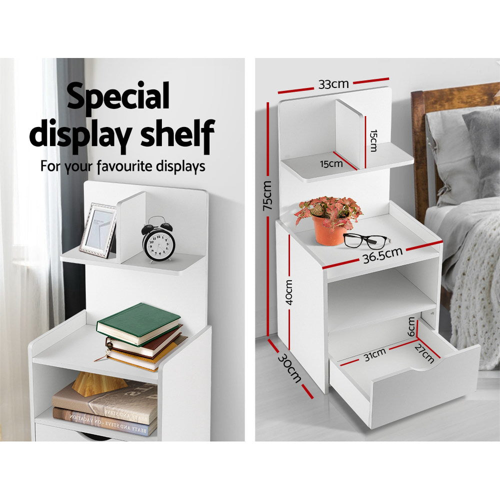 Artiss Bedside Table Cabinet Shelf Display Drawer Side Artiss