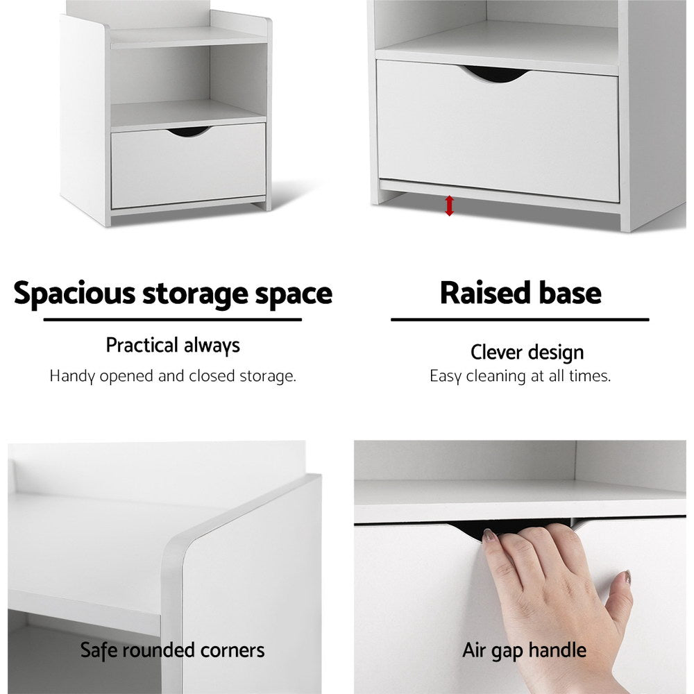Artiss Bedside Table Cabinet Shelf Display Drawer Side Artiss
