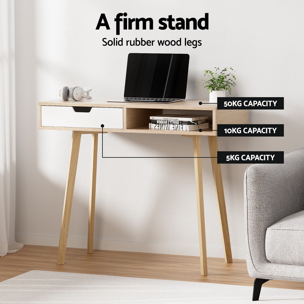 Artiss 2 Drawer Wood Computer Desk - Oak Artiss