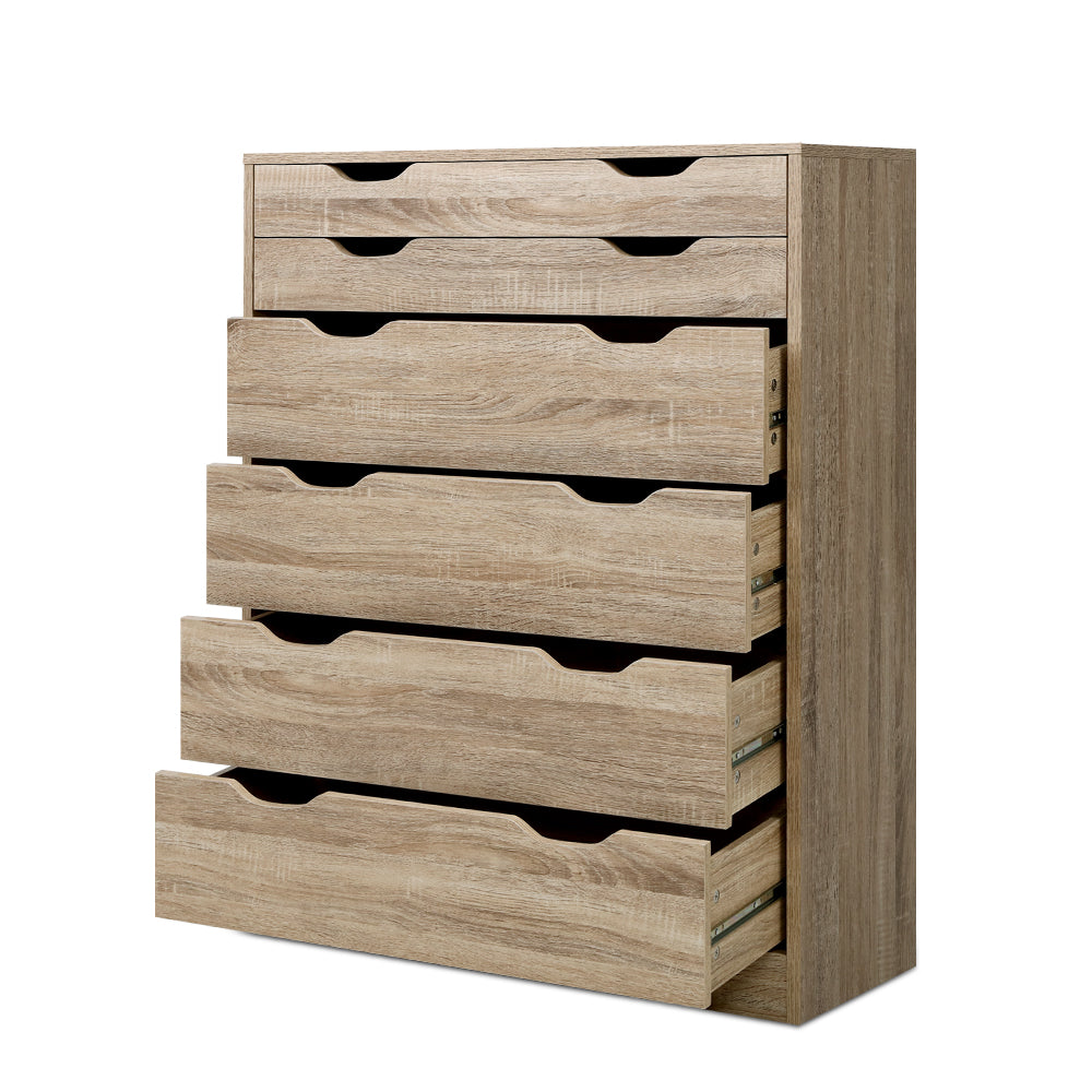 Artiss 6 Chest of Drawers Tallboy Dresser Table Storage Cabinet Oak Bedroom Artiss
