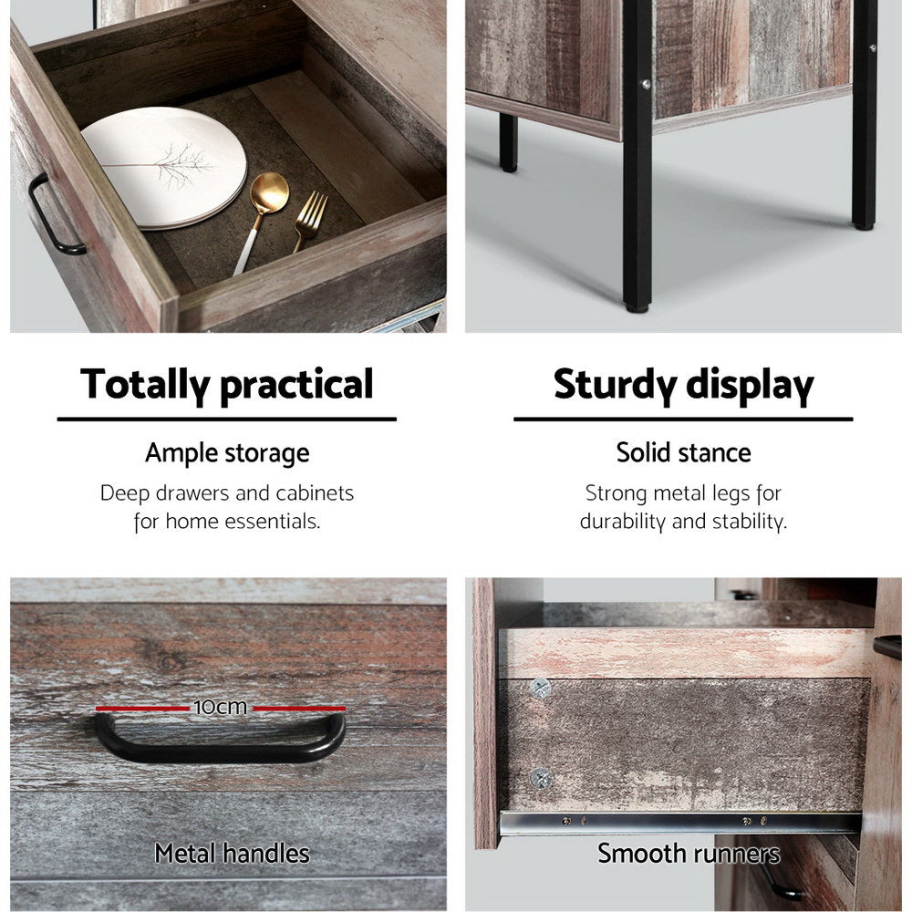 Artiss Buffet Sideboard Storage Cabinet Industrial Rustic Wooden Artiss