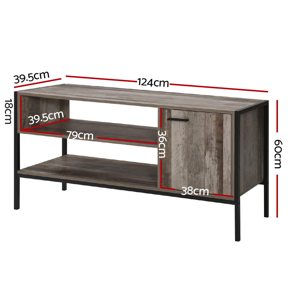 Artiss TV Cabinet Entertainment Unit Stand Storage Wood Industrial Rustic 124cm Artiss