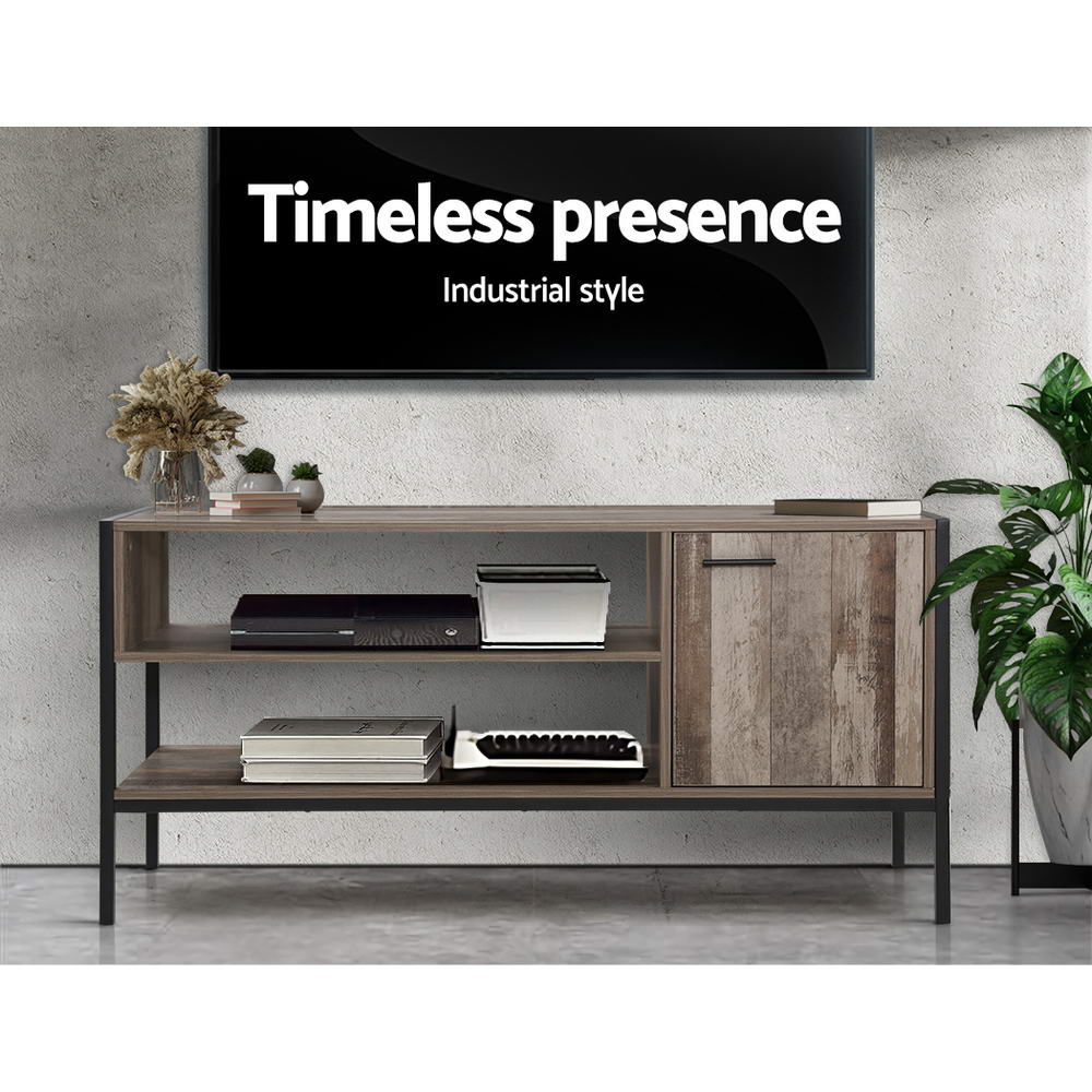 Artiss TV Cabinet Entertainment Unit Stand Storage Wood Industrial Rustic 124cm Artiss