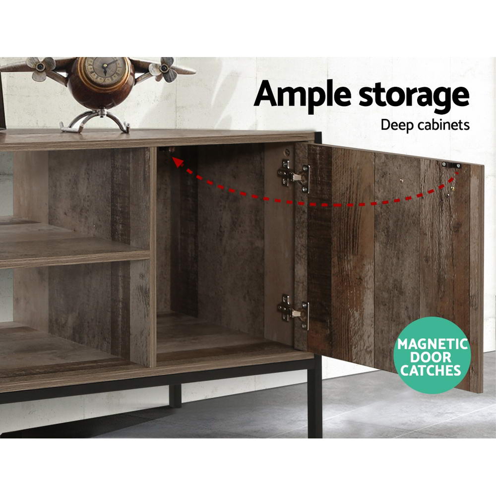 Artiss TV Cabinet Entertainment Unit Stand Storage Wood Industrial Rustic 124cm Artiss