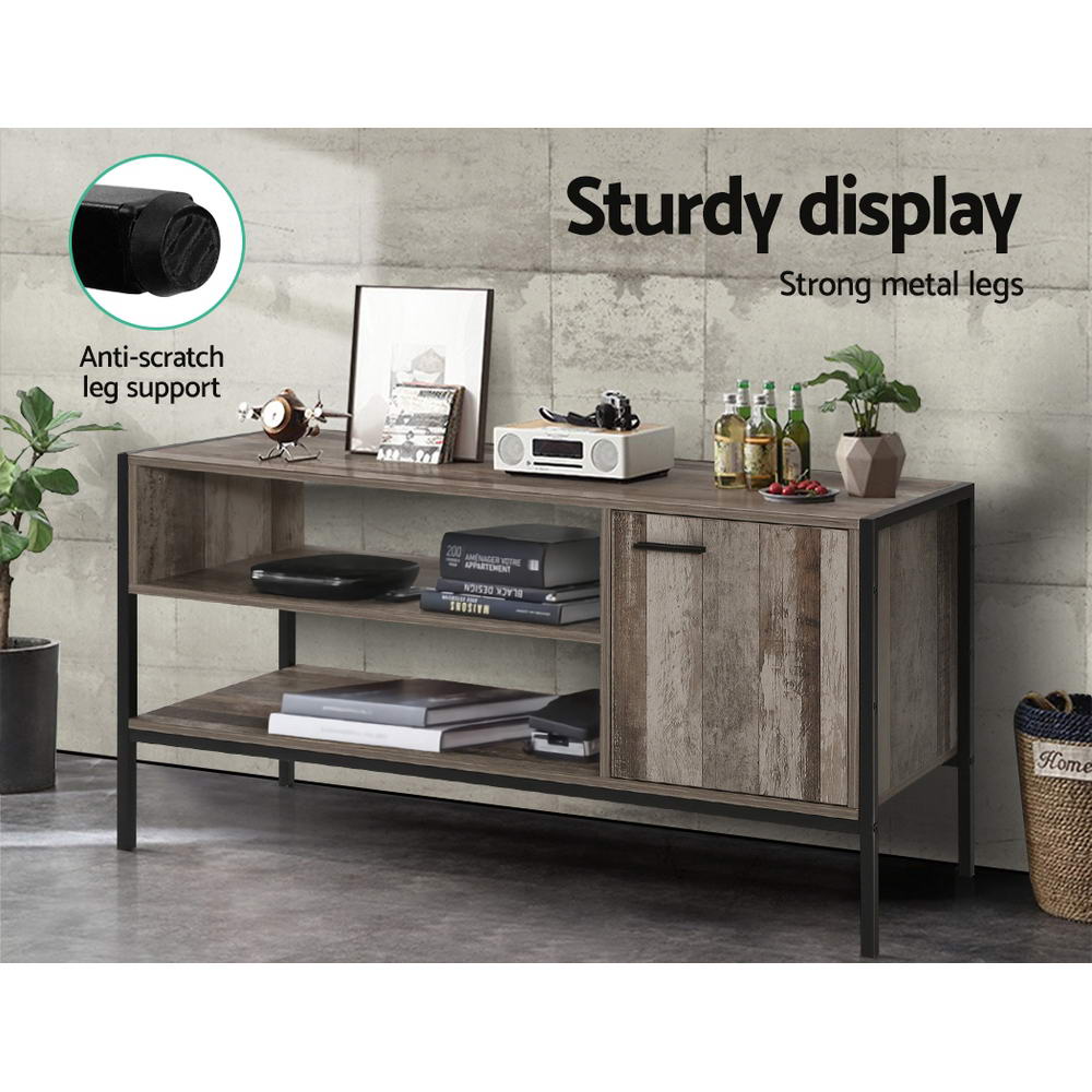 Artiss TV Cabinet Entertainment Unit Stand Storage Wood Industrial Rustic 124cm Artiss