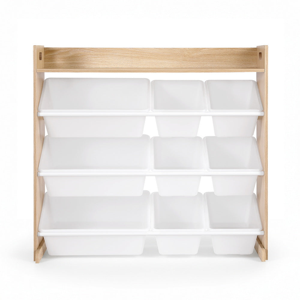 Keezi Kids Toy Box 9 Bins Bookshelf Organiser Display Shelf Storage Rack Wooden Awezingly