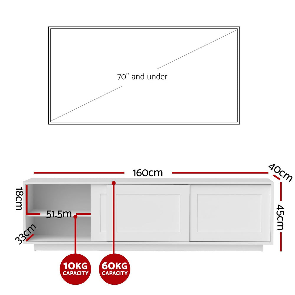 Artiss TV Unit Entertainment Unit Storage Cabinet 160cm White Artiss