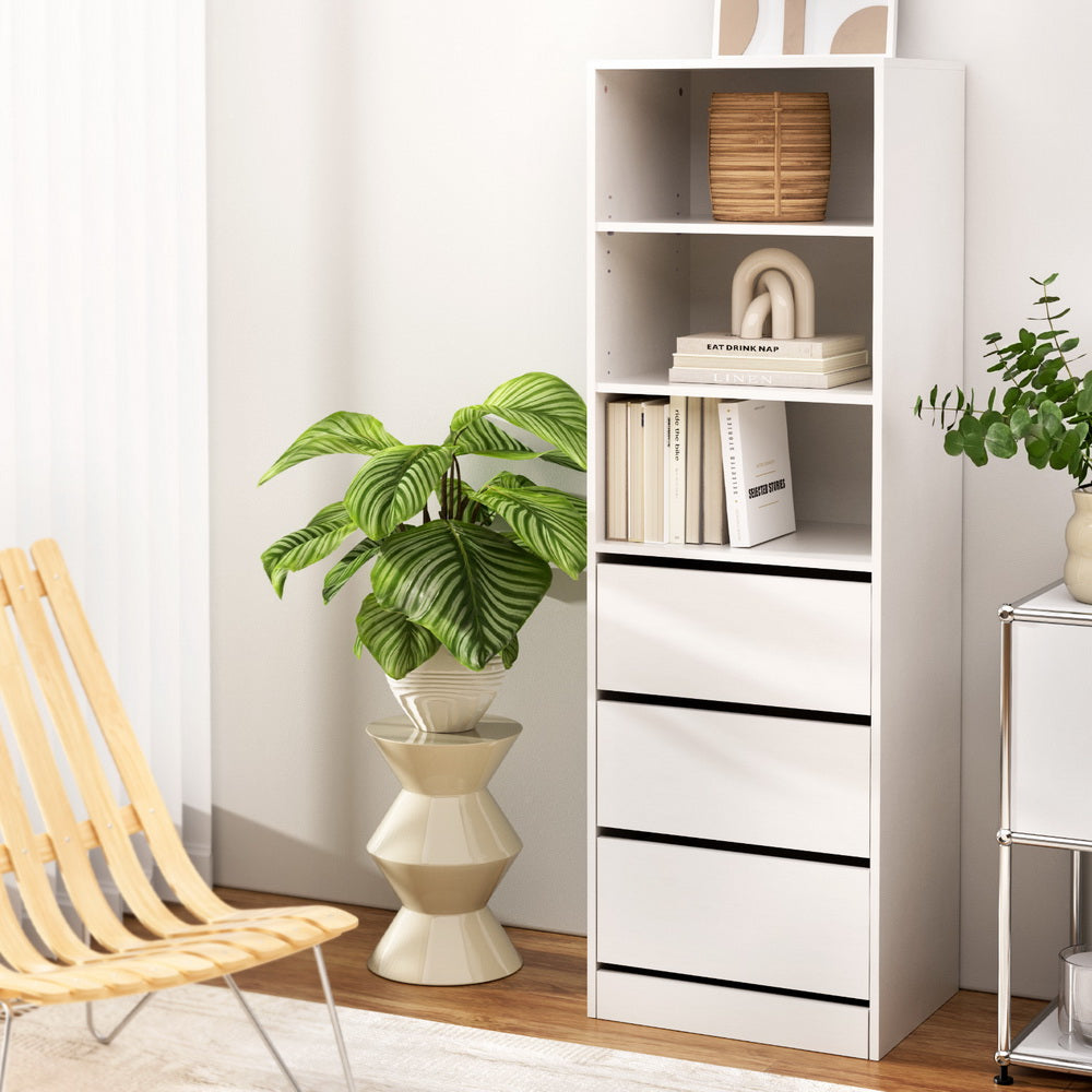 Artiss 3 Chest of Drawers Tallboy Cabinet White Artiss