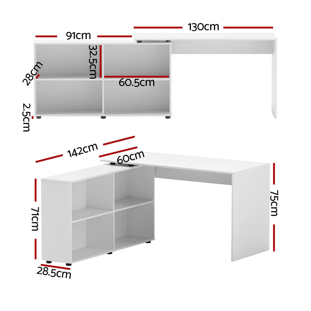 Artiss Office Computer Desk Corner Study Table Workstation Bookcase Storage Artiss