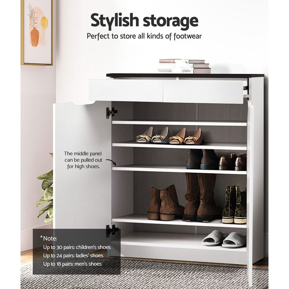 Artiss Shoe Cabinet Shoes Storage Rack High Gloss Organiser Cupboard White Artiss