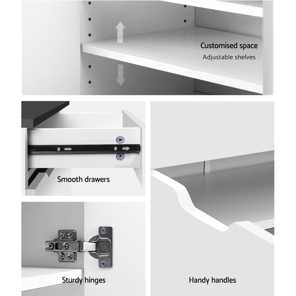 Artiss Shoe Cabinet Shoes Storage Rack High Gloss Organiser Cupboard White Artiss