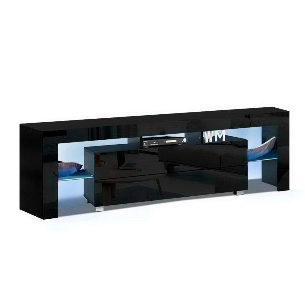 Artiss TV Cabinet Entertainment Unit Stand RGB LED Gloss Furniture 160cm Black Artiss