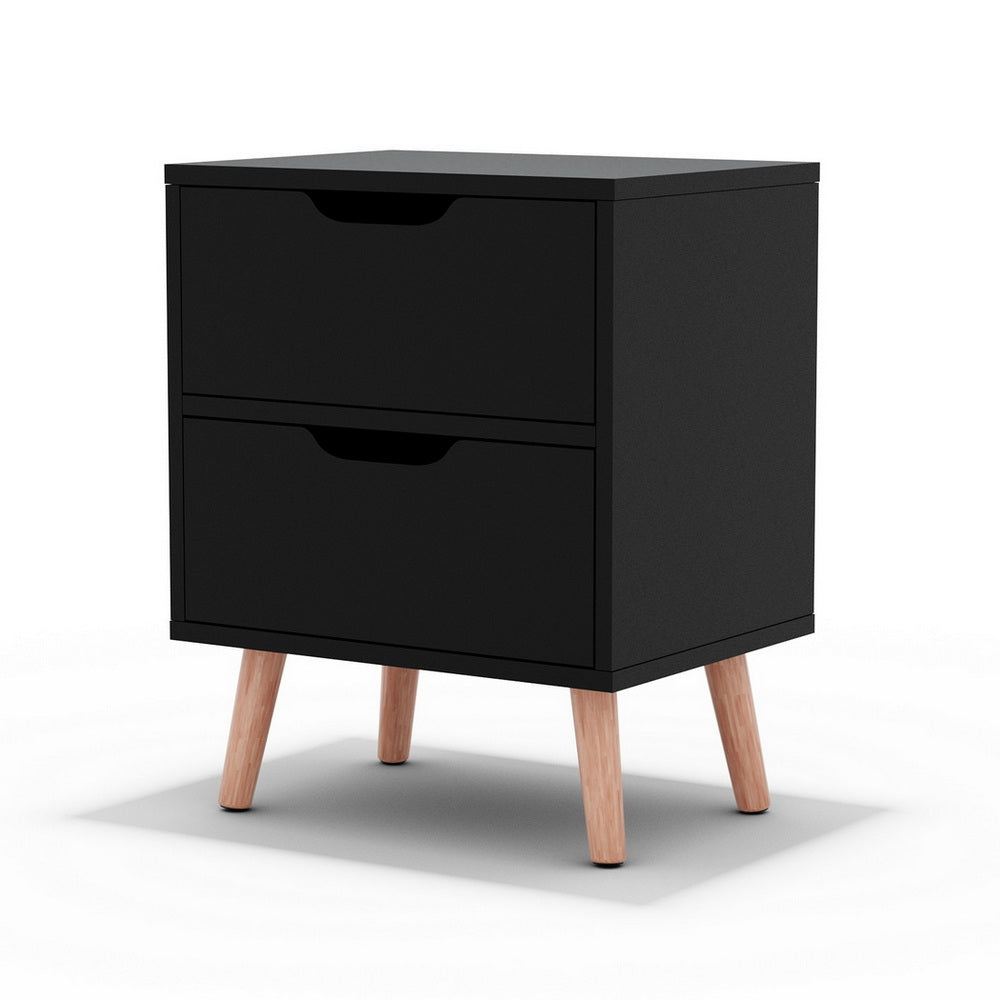Artiss Bedside Table 2 Drawers - BODEN Black Awezingly