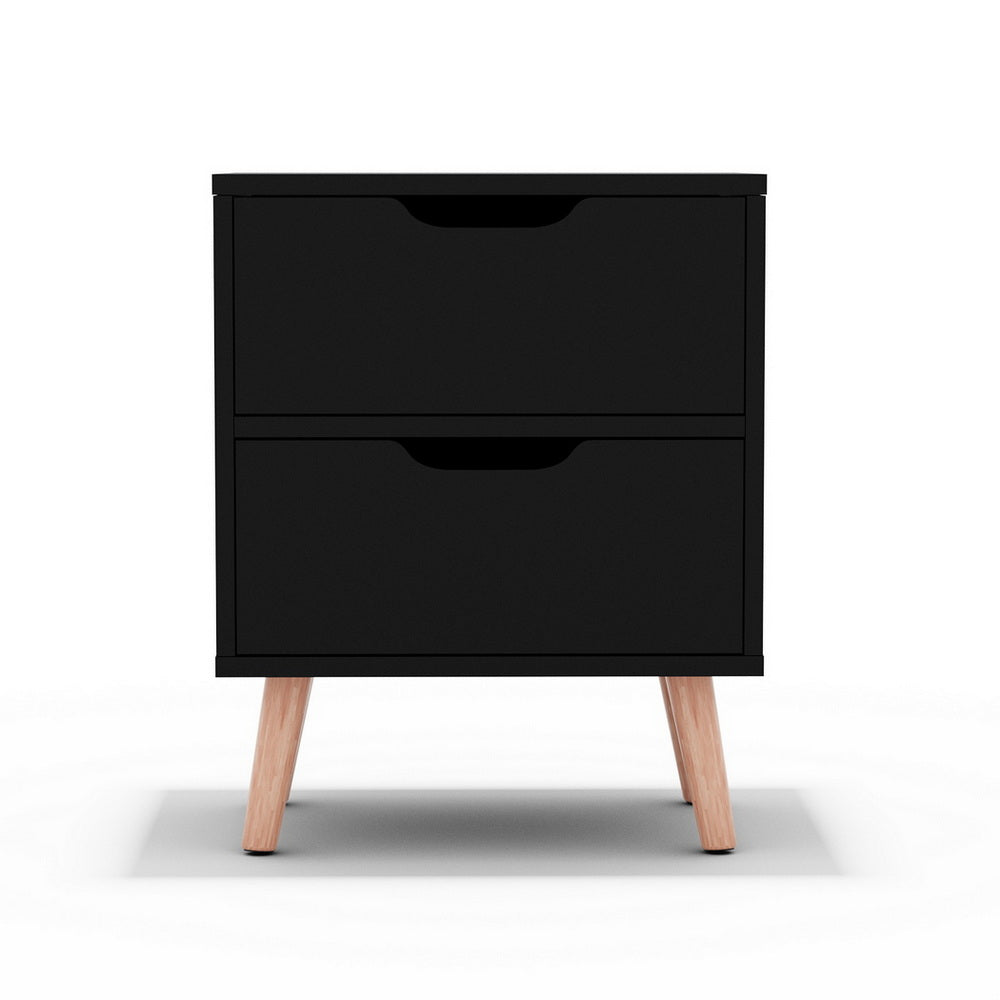 Artiss Bedside Table 2 Drawers - BODEN Black Awezingly
