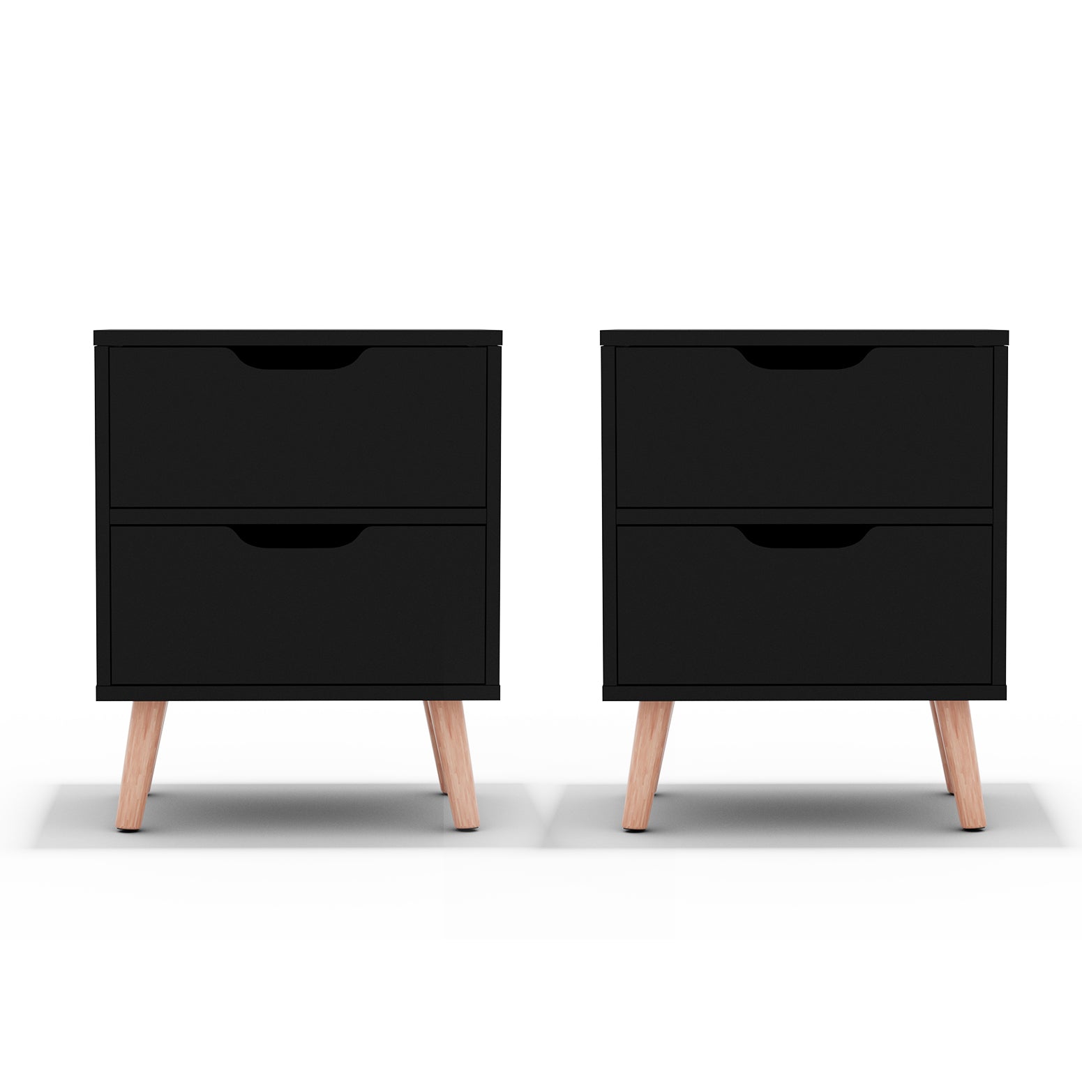 Artiss 2 x Bedside Table 2 Drawers - BODEN Black Awezingly