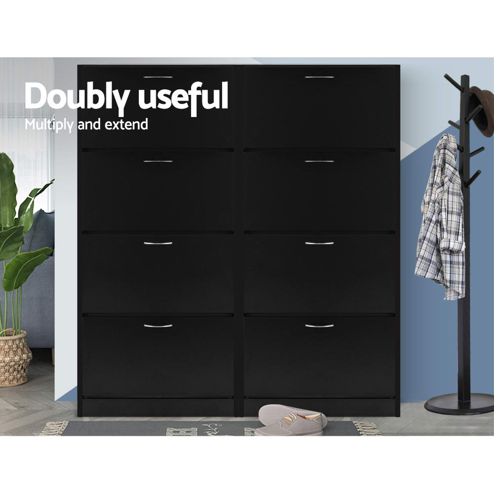 Artiss Shoe Cabinet Shoes Storage Rack Organiser 60 Pairs Black Shelf Drawer Artiss