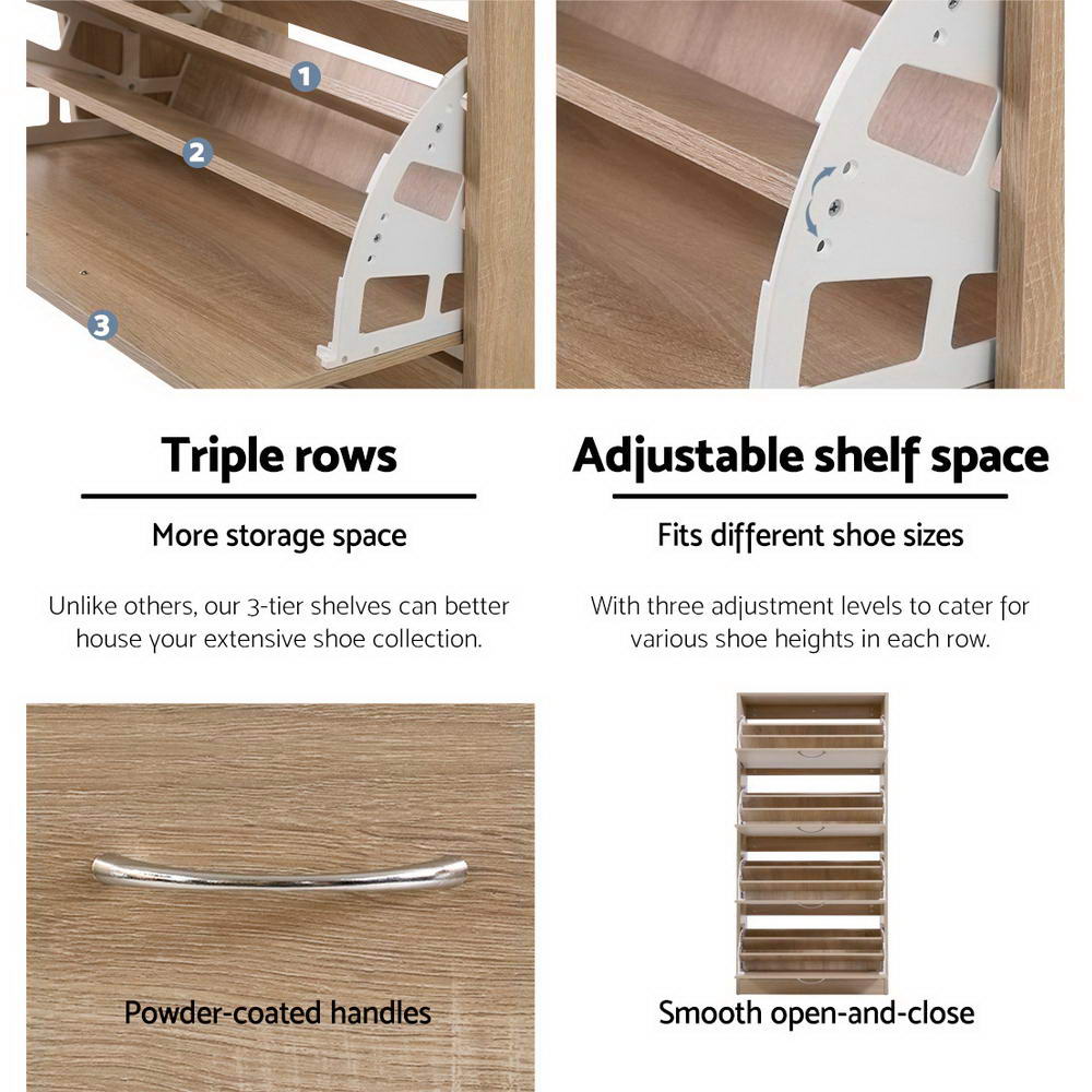 Artiss Shoe Cabinet Shoes Storage Rack Organiser 60 Pairs Wood Shelf Drawer Artiss