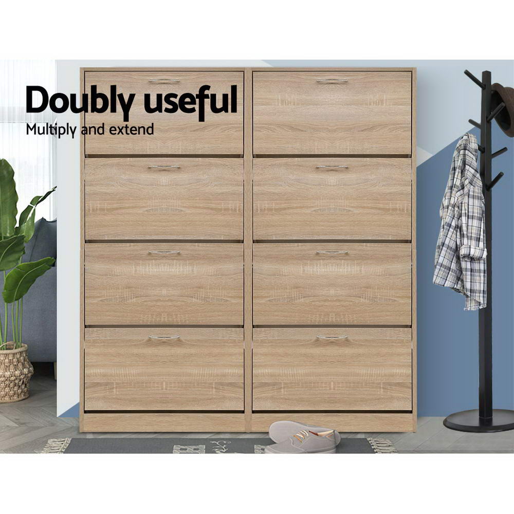 Artiss Shoe Cabinet Shoes Storage Rack Organiser 60 Pairs Wood Shelf Drawer Artiss