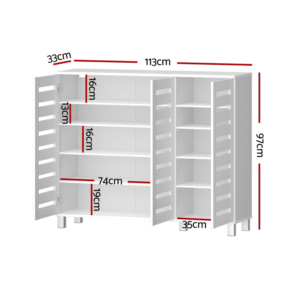 Artiss Shoe Rack Cabinet 30 Pairs Adjustable Shelf White Artiss