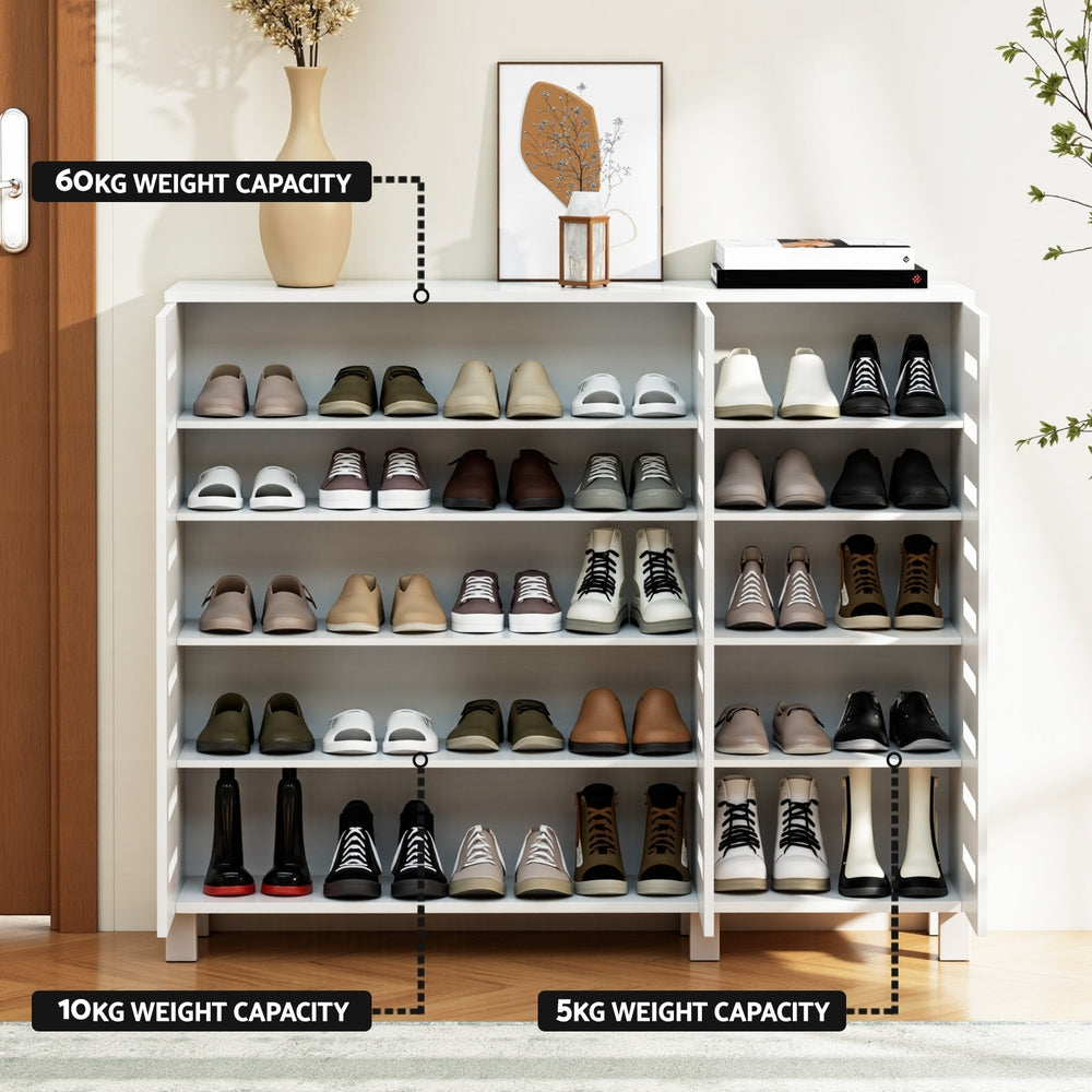 Artiss Shoe Rack Cabinet 30 Pairs Adjustable Shelf White Artiss