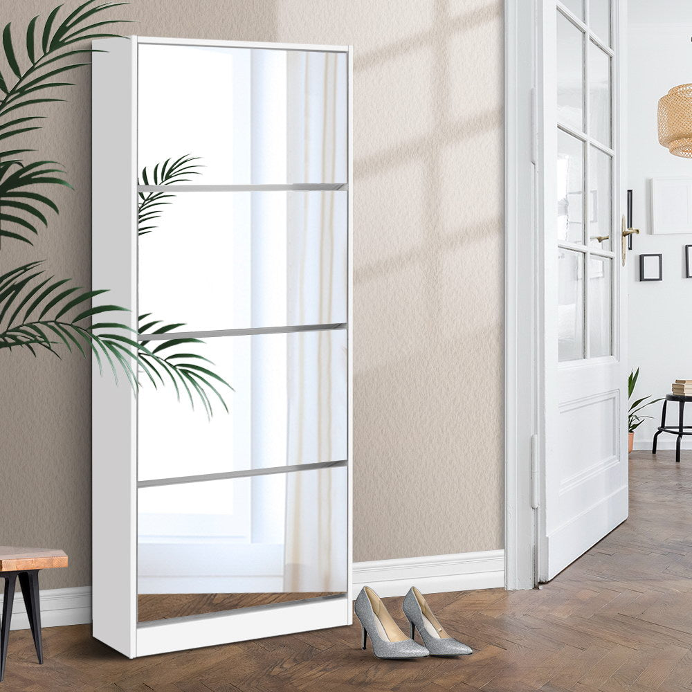 Artiss Shoe Cabinet Mirror Shoes Storage Rack Organiser 60 Pairs Cupboard Shelf Artiss