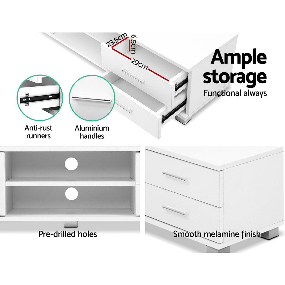 Artiss 120cm TV Stand Entertainment Unit Storage Cabinet Drawers Shelf White Artiss