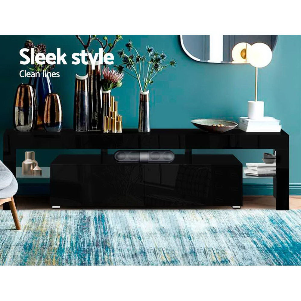 Artiss 189cm RGB LED TV Stand Cabinet Entertainment Unit Gloss Black Artiss