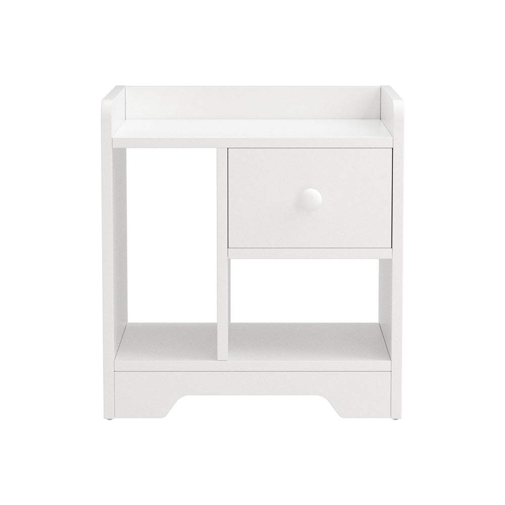 Artiss Bedside Table Drawer Nightstand Side End Table Storage Open Shelf White Awezingly