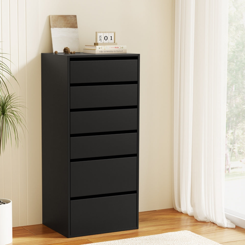 Artiss 6 Chest of Drawers Dresser Tallboy Black Awezingly
