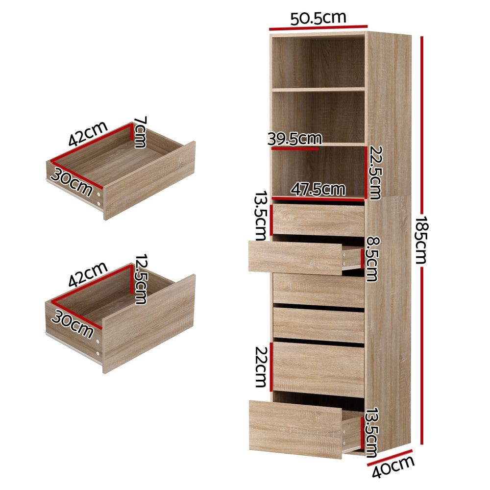 Artiss 6 Chest of Drawers Tallboy Cabinet Pine Awezingly