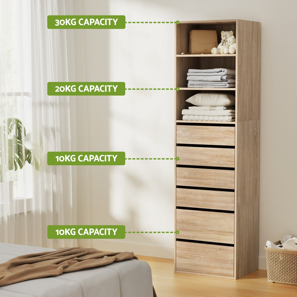 Artiss 6 Chest of Drawers Tallboy Cabinet Pine Awezingly