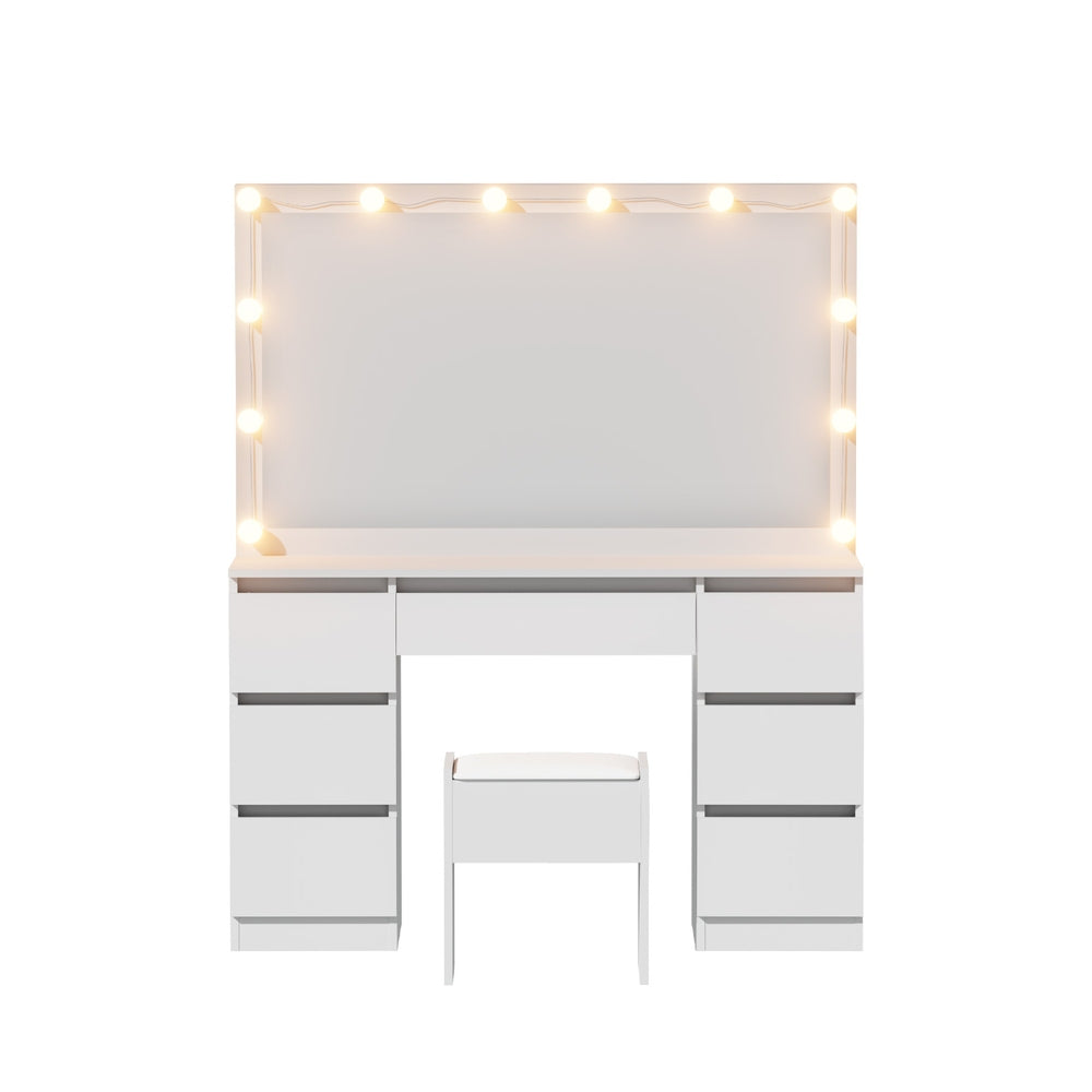 Artiss Dressing Table Vanity Desk Set Stool 12 Led Bulbs White Awezingly
