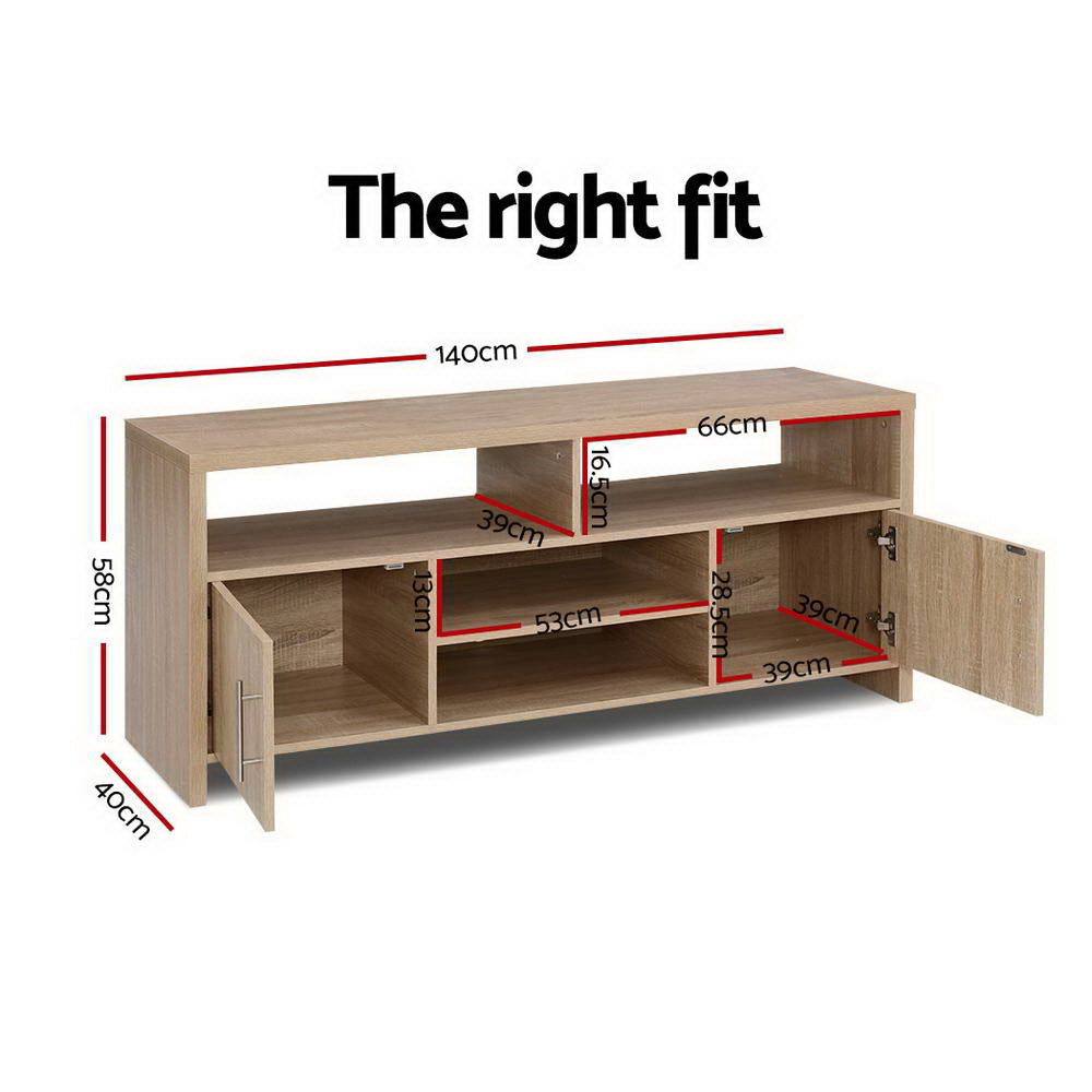 Artiss TV Cabinet Entertainment Unit Stand Storage Shelf Sideboard 140cm Oak Artiss