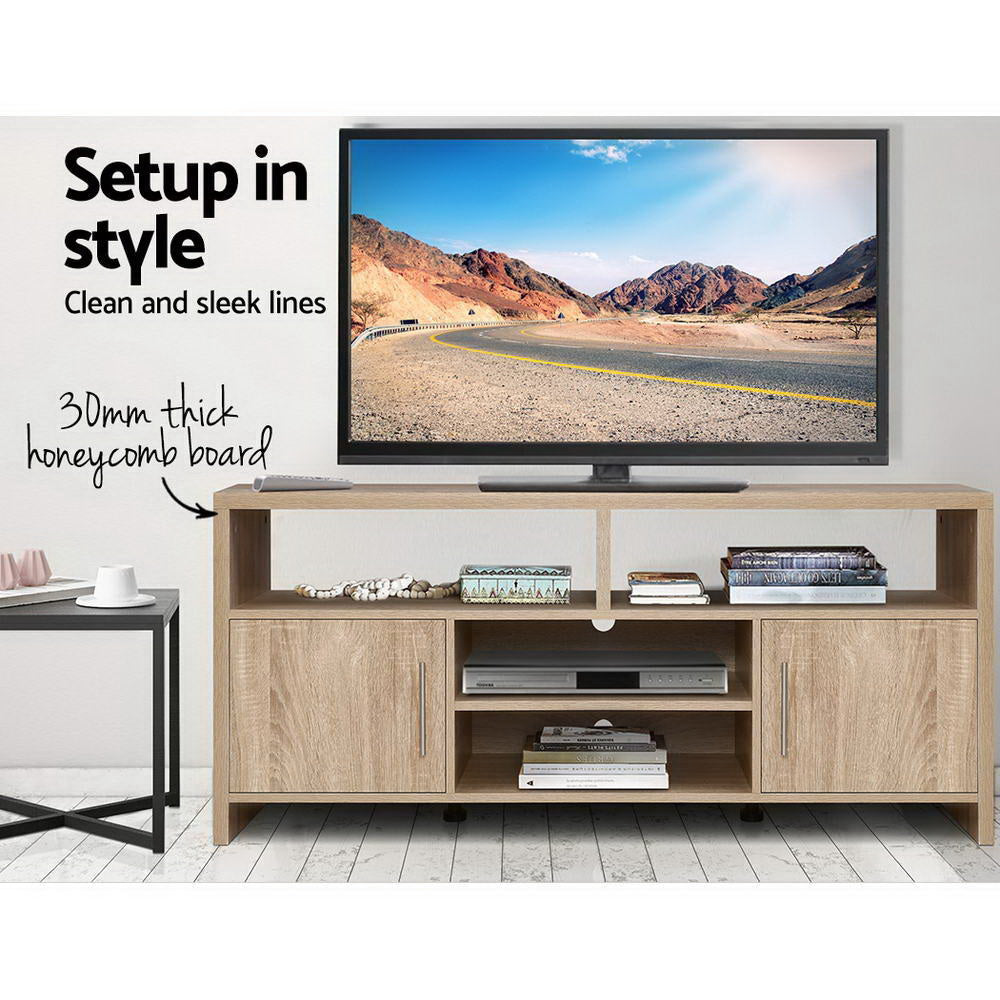 Artiss TV Cabinet Entertainment Unit Stand Storage Shelf Sideboard 140cm Oak Artiss