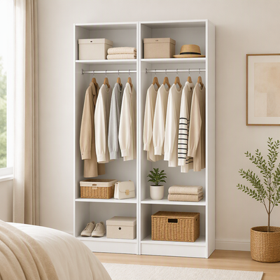 Artiss 2X Wardrobe Clothes Closet Storage Organiser Shelf White