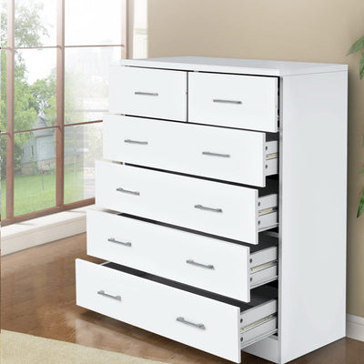Artiss Tallboy Dresser Table 6 Chest of Drawers Cabinet Bedroom Storage White
